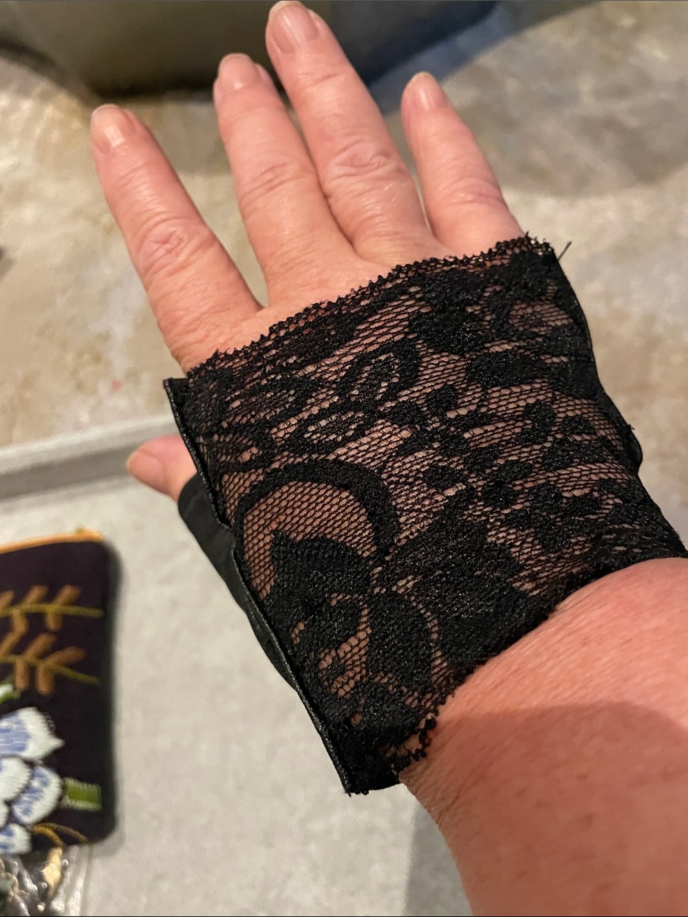 Black lace costume gloves